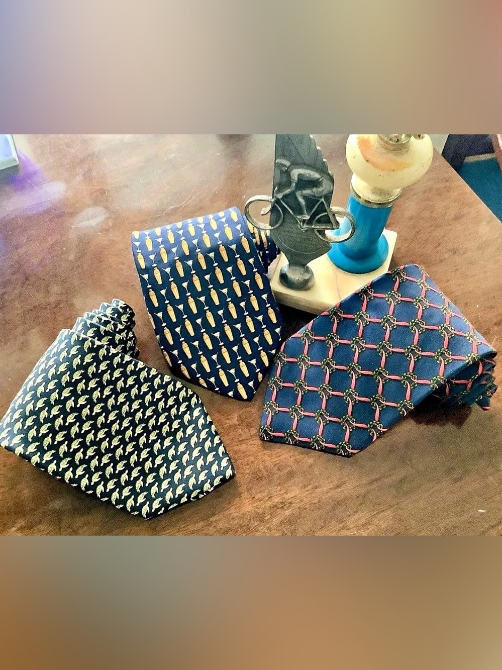 Trio of Brooks Brothers Makers USA silk ties - navy - excellent